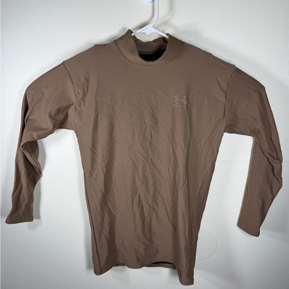 Under Armour Tactical Compression Shirt Mock Neck Mens Base Layer Brown Size XL - Picture 2 of 6